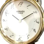 Hermes Arceau watch, total weight 28.9g, stainless steel, genuine leather strap, quartz movement, white dial. - Image 3