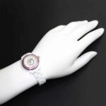 Chanel J12 29mm H3243 Wo Pink Sapphire Bezel 8 Diamonds White Shell Ceramic Quartz - Image 3