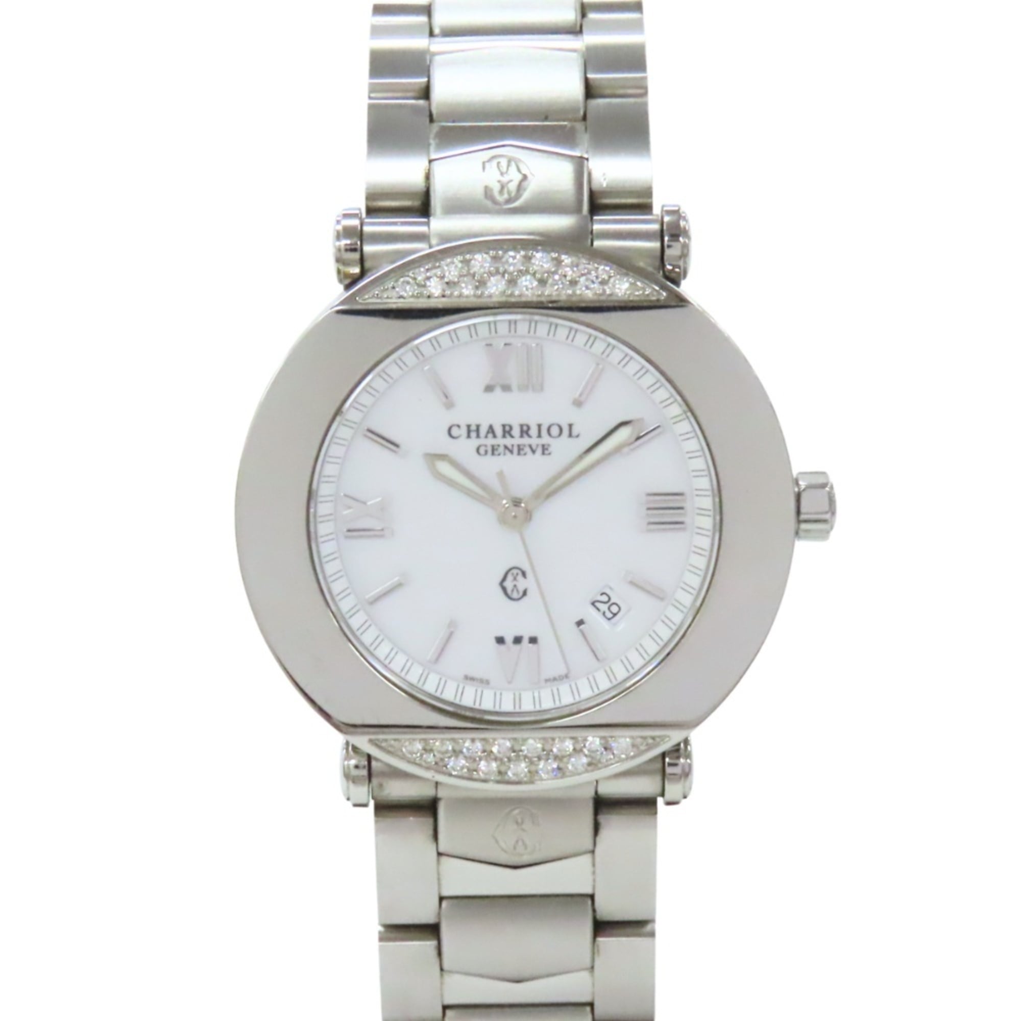 2000_cf45b696-e18b-4b75-97d9-595f5140b6ae.jpg CHARRIOL Columbus CCR38D Stainless Steel Diamond Silver White Dial - Image 1