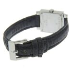 BVLGARI Quadrado SQ22SL Women's Watch, Stainless Steel and Leather, Quartz Movement, Analog Display, Black Dial - Image 5