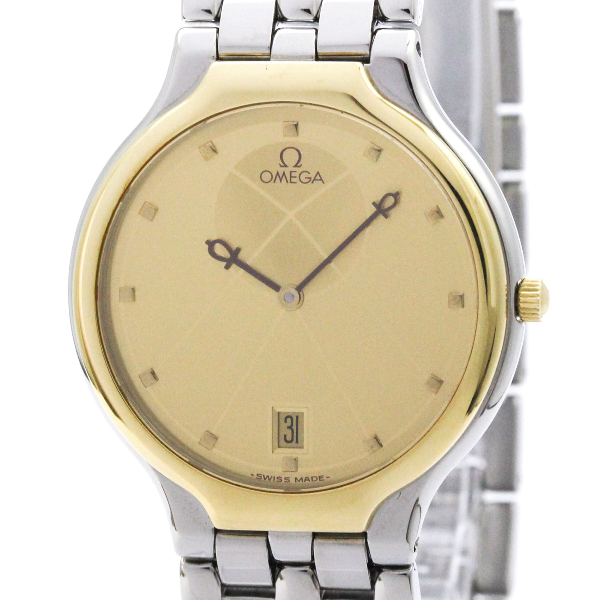 2000_d1b6b4ae-52a5-43b0-a14f-ed43bc256e91.jpg OMEGA De Ville Symbol K18 Gold Steel Quartz Mens Watch 196.0316 - Image 1