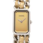 Chanel CHANEL PremiÃ¨re Rock Stainless Steel Leather Strap Ladies Gold Tone Mirror Finish H5583