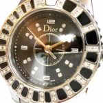 Christian Dior Crystal Diamond Bezel Watch, Total Weight 75.8g, Stainless Steel, Quartz, Black Dial, CD112116M001 - Image 4