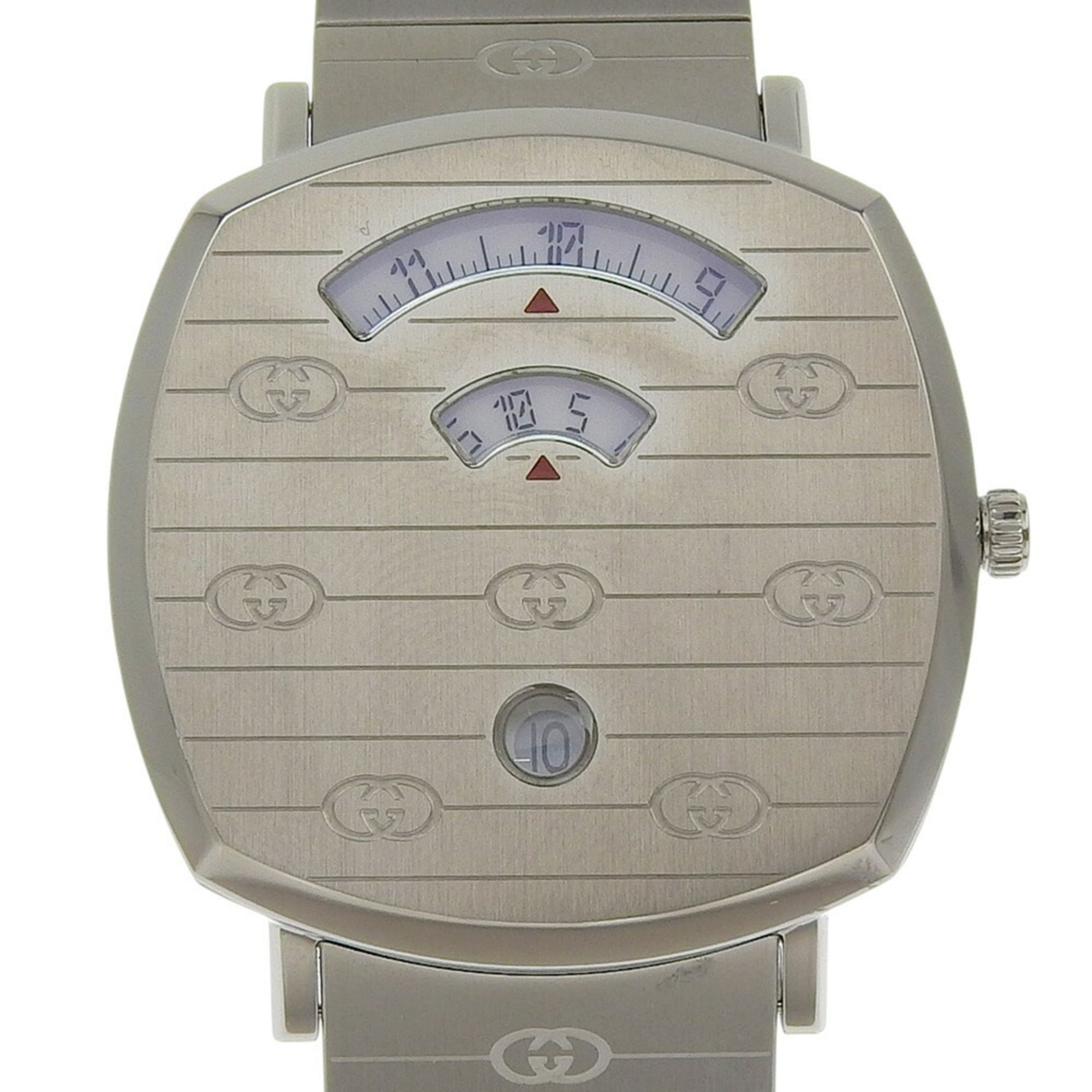 2000_d8696dee-0561-4c09-8d54-8557845ad912.jpg Gucci Grip Watch, 157.3mm, Stainless Steel, Quartz Movement, Analog Display, White Dial, Men's - Image 1