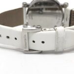 TIFFANY & Co. Z1300.11.11A20A41A White Ceramic Atlas Quartz Date with Stainless Steel and Leather Strap Silver - Image 9