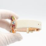 Bulgari BVLGARI Astrale Cerchi Diamond & Colored Stone Watch, 18K Pink Gold (PG), Diamond, Leather Strap, Women's, White, White Shell, AEP36G - Image 9