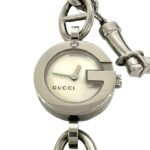 GUCCI Gucci Logo Charm Stainless Steel Quartz Wrist Silver 37369 - Image 4