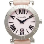 Tiffany & Co. Atlas Watch Z1300.11.11A31A41A Quartz Pink Dial Stainless Steel Leather Ceramic Ladies'
