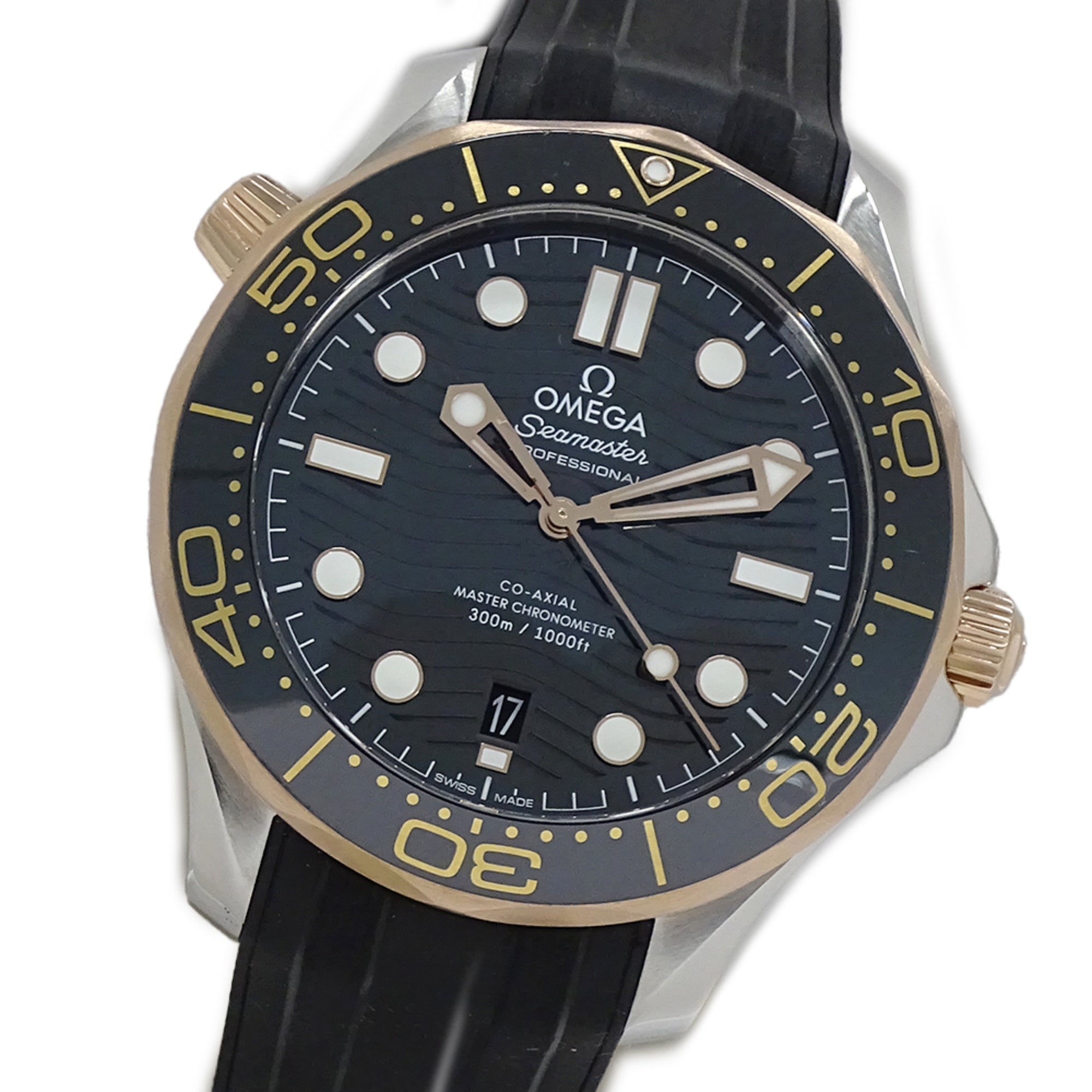 2000_db95f70a-165f-4d21-9d32-6c5d006199de.jpg Omega Seamaster 210.22.42.20.01.002 Men's Watch, Brand: Diver, 300m Water Resistant, Date, Automatic Movement, Sedna Gold, Stainless Steel (SS), Rubber Strap, Open Caseback - Image 1