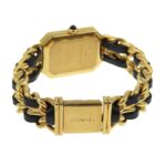 CHANEL Premiere S Watch H0001, Gold-Plated Leather Quartz Movement, Analog Display, Black Dial, Women's - Image 5