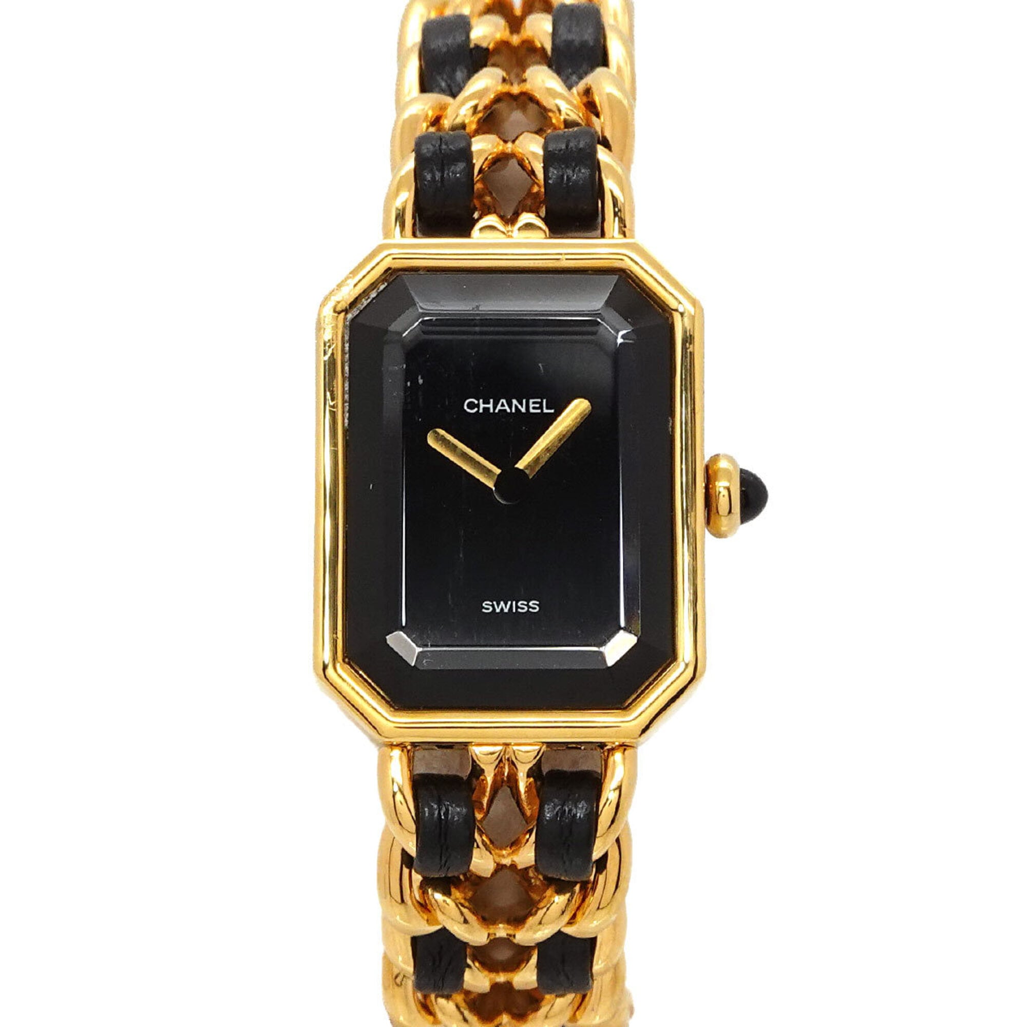2000_dbc95bd7-44c6-4862-be30-92181a0af0ab.jpg Chanel Premiere S-size H0001 Wo Black Gold Quartz - Image 1