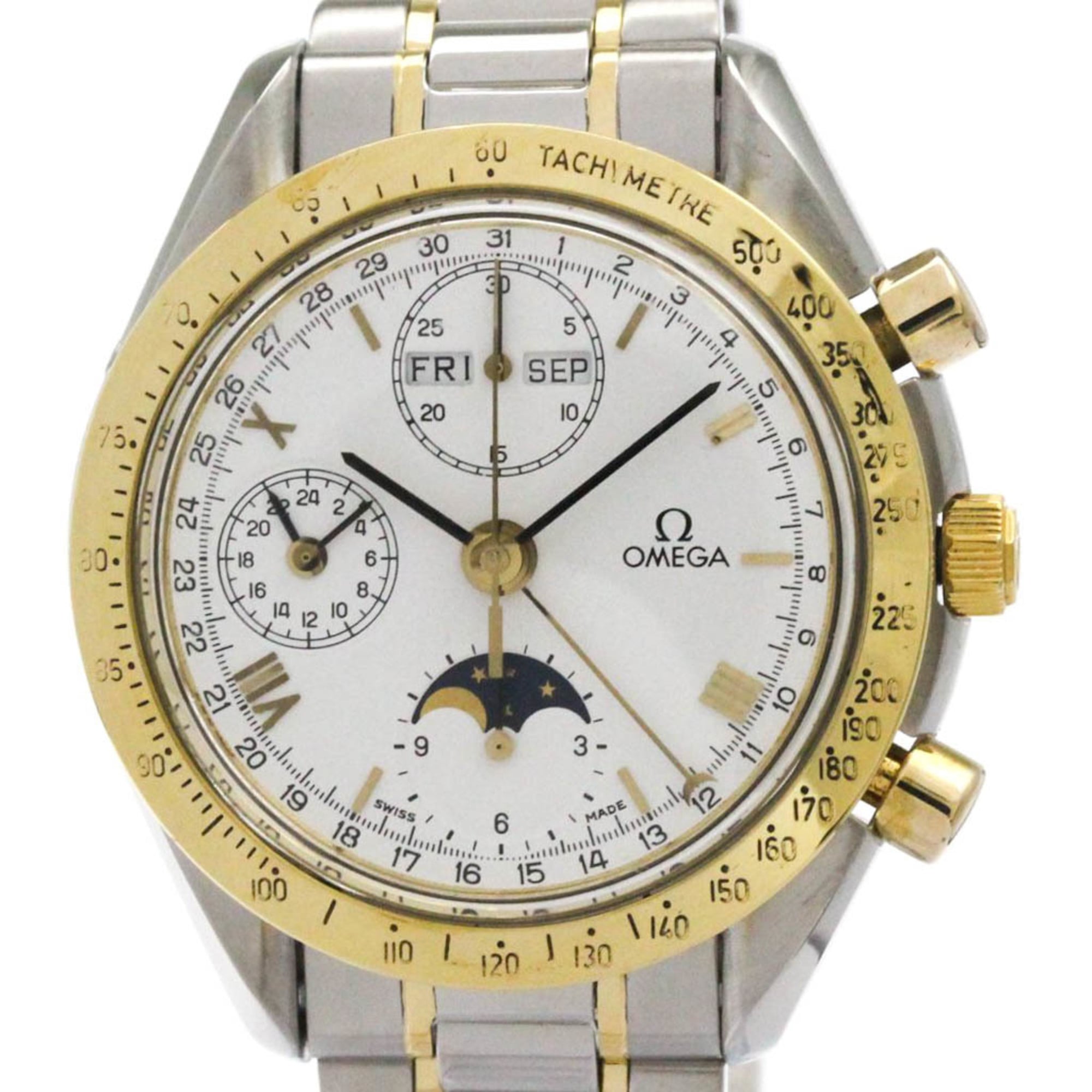2000_dce8ca7d-b8ec-4fe1-9476-bf9620547dac.jpg OMEGA Speedmaster Triple Date Moonphase 18K Gold Watch 3336.20 - Image 1