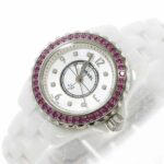Chanel J12 29mm H3243 Wo Pink Sapphire Bezel 8 Diamonds White Shell Ceramic Quartz - Image 7