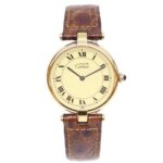 Cartier 90s 925 Must VendÃ´me Vermeil LM Quartz Gold with Ivory Dial Ladies - Image 2