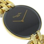 Christian Dior Bakira Watch D46-154-4 Gold Plated Quartz Analog Display Black Dial Women's I120224009 - Image 3
