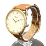 Hermes Arceau watch, total weight 28.9g, stainless steel, genuine leather strap, quartz movement, white dial. - Image 2