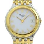 Christian Dior Combination Watch 3023 Stainless Steel x Gold Plated Quartz Analog Display White Dial Boys