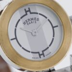Hermes HERMES Paprika Watch PA1.220 Stainless Steel x Leather 2002 â–¡F Quartz Analog Display White Dial Ladies - Image 3