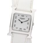 Hermes H- Double Tour Wrist Stainless Steel Leather Strap Wo White (HH1.520)