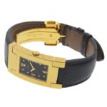 Versace VERSACE ALQ90 Rectangular Black Dial GP/Leather Quartz Watch Battery Women's - Image 2