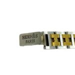 HERMES Vintage Clipper Logo Engraved Stainless Steel GP Wristwatch Silver Gold 40594 - Image 3