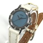 HERMES CL4.230 Clipper Nacle 12-Piece Diamond Wo with Leather Strap White Leather/Stainless Steel - Image 3