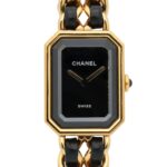 CHANEL Premiere Original Edition Watch, GP (Gold Plated), Leather, Women's, Black, H6951