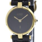 CARTIER Must Vendome Gold Plated Leather Quartz ladies Watch