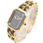 Chanel CHANEL PremiÃ¨re M Wristwatch, Gold Plated (GP), Leather Strap, Women's, Black, H0001 - Image 2