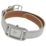 Like new HermÃ¨s Cape Cod CC1 210, â–¡R stamped, white dial, stainless steel/leather, 33mm x 23mm, quartz movement, women's watch - Image 2