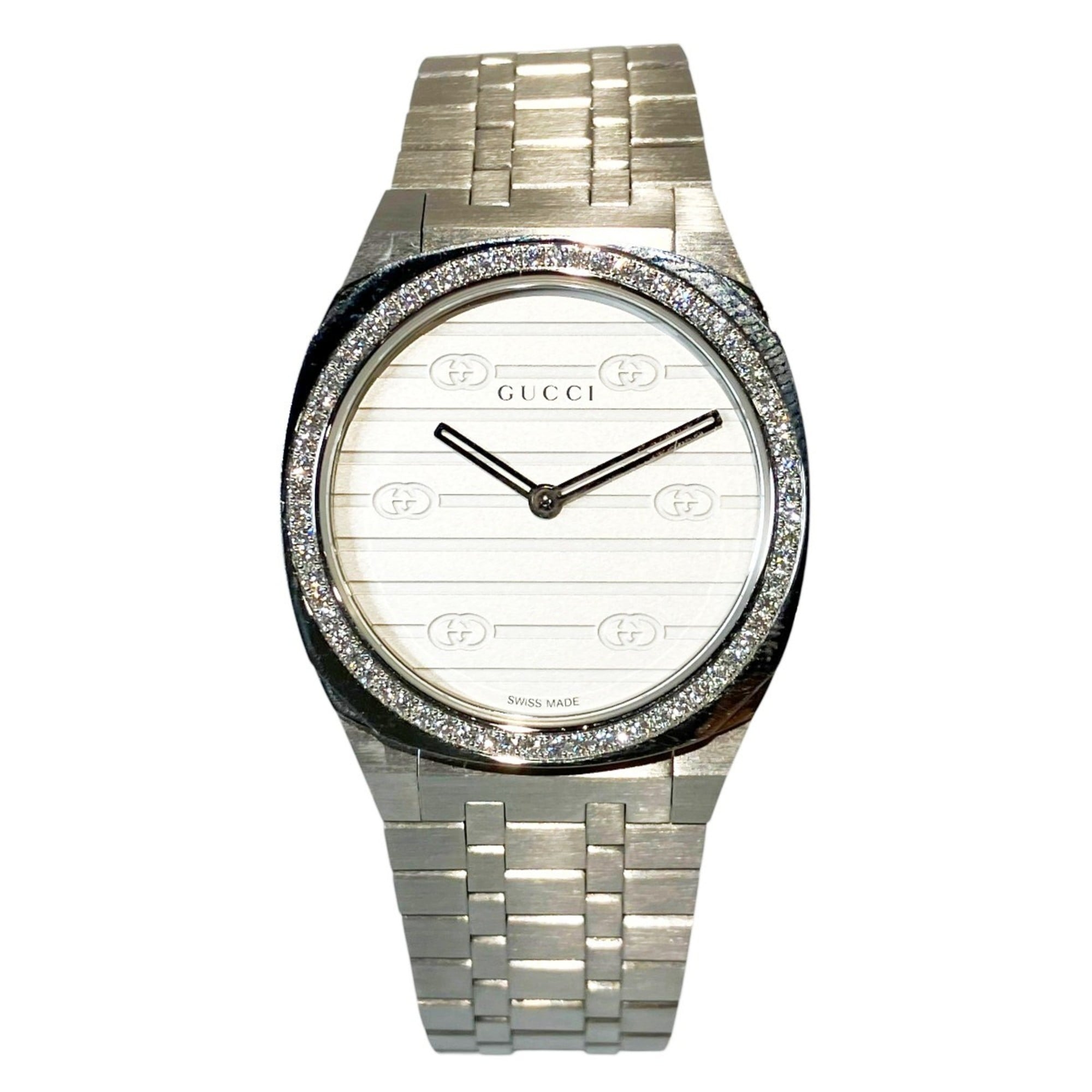 2000_e91c1a74-23d7-4c18-9c06-2d466b520293.jpg Gucci 25H Watch, Total Weight 57g, Stainless Steel, Quartz Movement, Silver Dial, YA163401 - Image 1