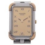 HermÃ¨s Cloiseur Watch CR1.220 Quartz Gold Dial Stainless Steel Plated Women's HERMES