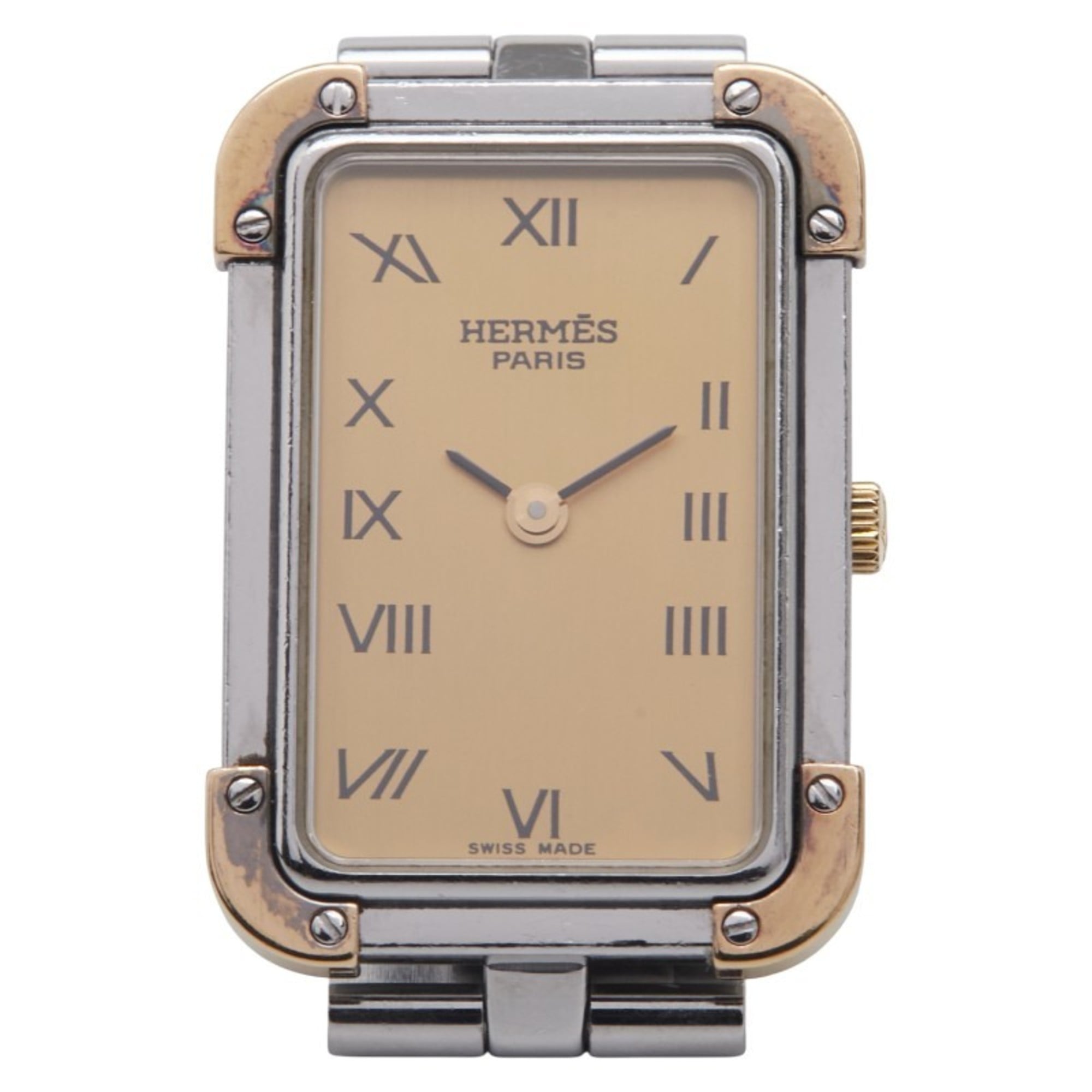 2000_ea48865e-bade-4341-a2c6-93d87a6c3397.jpg Hermès Cloiseur Watch CR1.220 Quartz Gold Dial Stainless Steel Plated Women's HERMES - Image 1