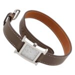 Hermes H- Double Tour Wrist Stainless Steel Leather Strap Wo White (HH1.210) - Image 4