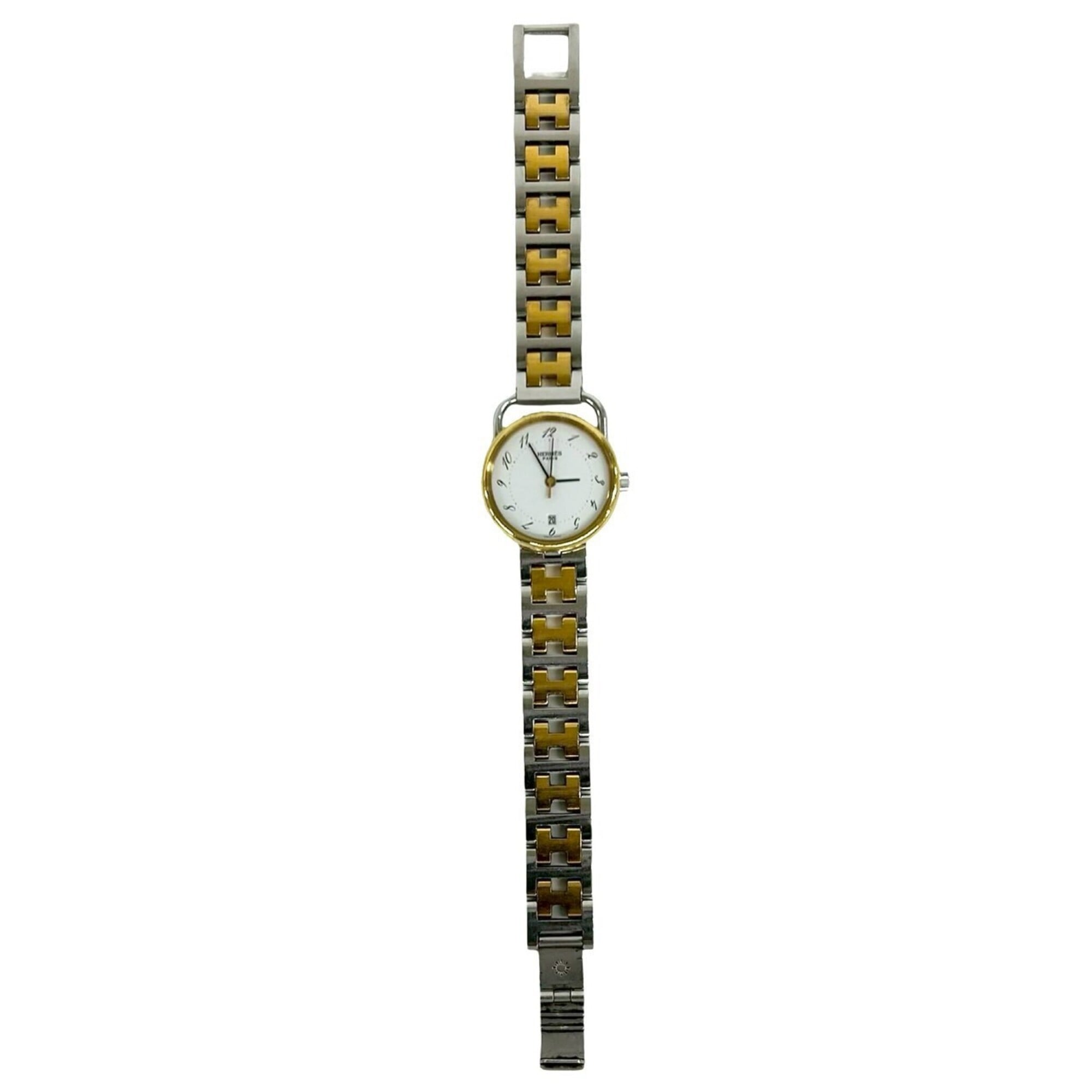 2000_ec5ca7ed-977b-44f8-92c0-d6b65d60490c.jpg HERMES Vintage Profile GP Stainless Steel Quartz Gold 32947 - Image 1