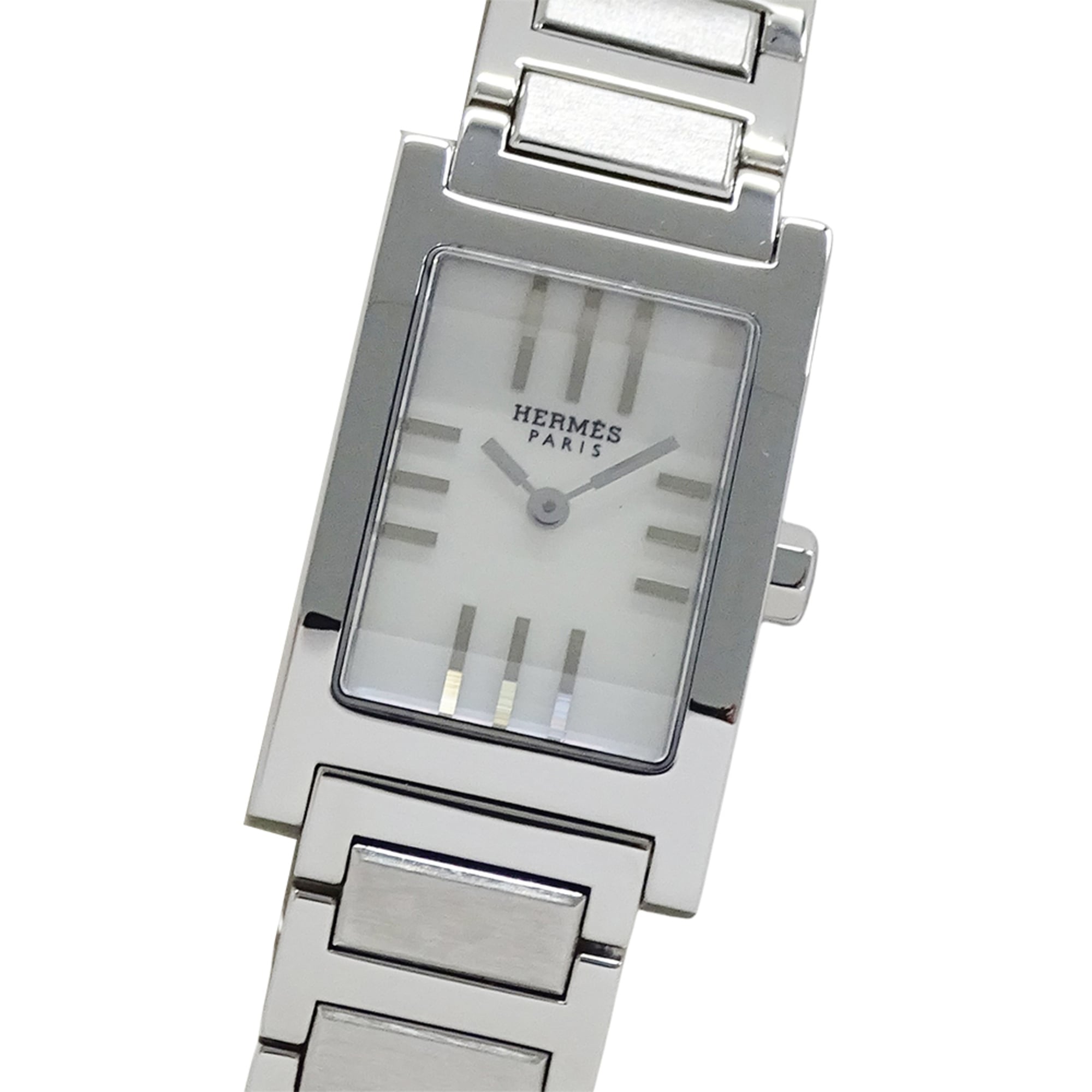 2000_ec8993f4-9fcc-4217-b9ac-4b65077375d6.jpg Hermes HERMES Women's Watch, Tandem Shell Quartz, Stainless Steel (SS) TA1.210, Silver, Square - Image 1