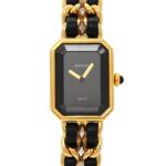 Chanel Premiere Large Size H0001 Wo Black Gold Quartz