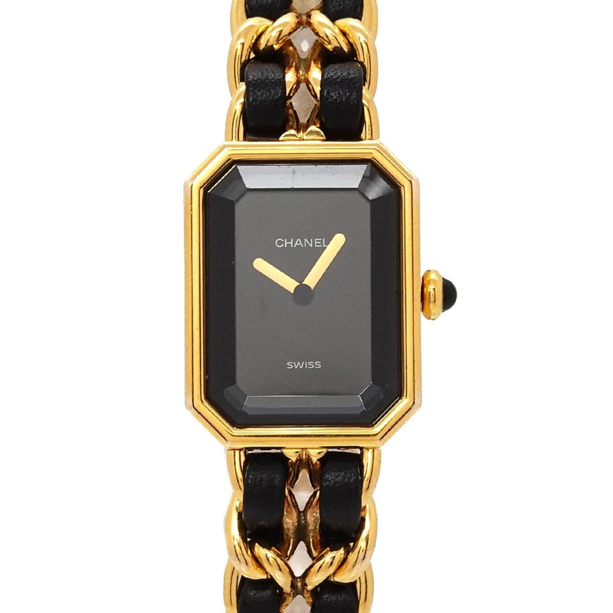2000_ed9209e3-0459-4bcc-bfec-a00aec38e28e.jpg Chanel Premiere Large Size H0001 Wo Black Gold Quartz - Image 1