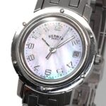 Hermes Clipper Nacre CL4 210 Wo Date Display Pink Shell Quartz - Image 7