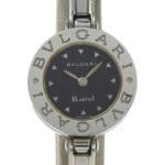 BVLGARI Bzero1 Watch, BZ22SS, Stainless Steel, Quartz Movement, Analog Display, Black Dial, Women's