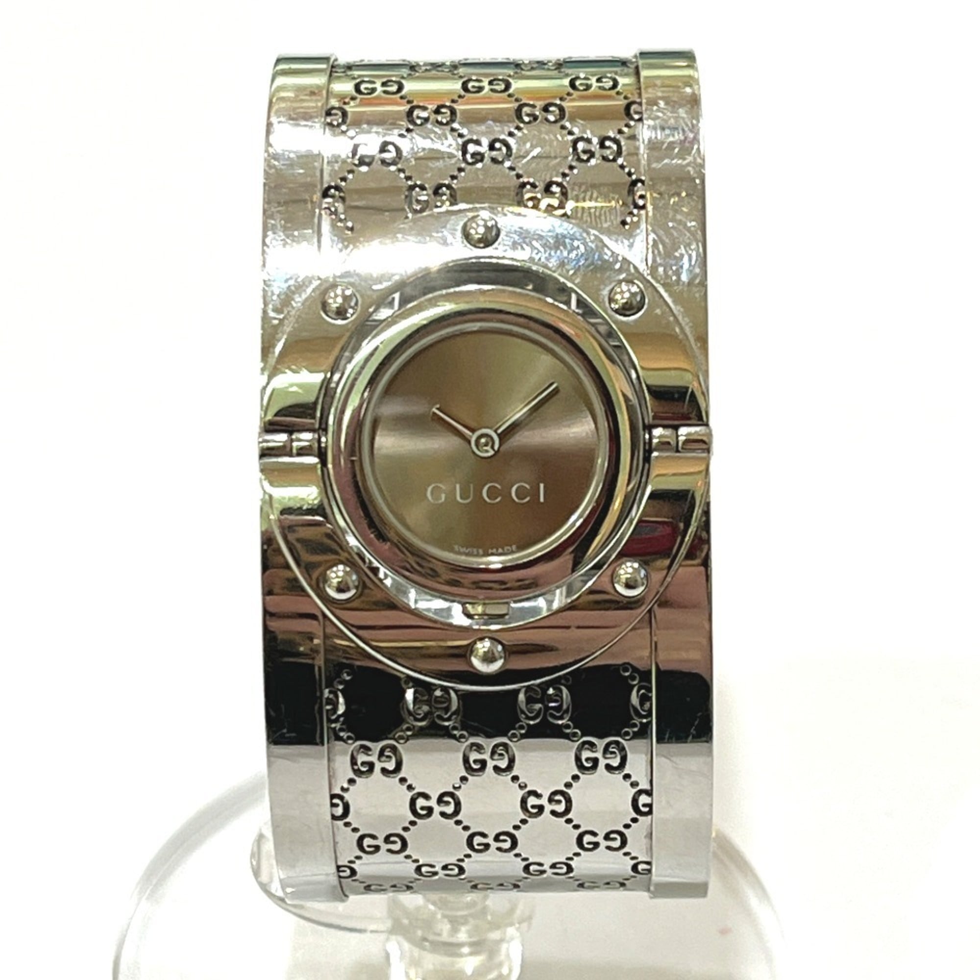 2000_f1e7babc-62a0-496b-b71a-c86881e643be.jpg GUCCI YA112501 GG Toile Collection Wide Bangle Wo Stainless Steel Silver - Image 1
