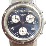 Hermes Clipper watch, total weight 102.4g, stainless steel, quartz movement, navy dial, CL1.910