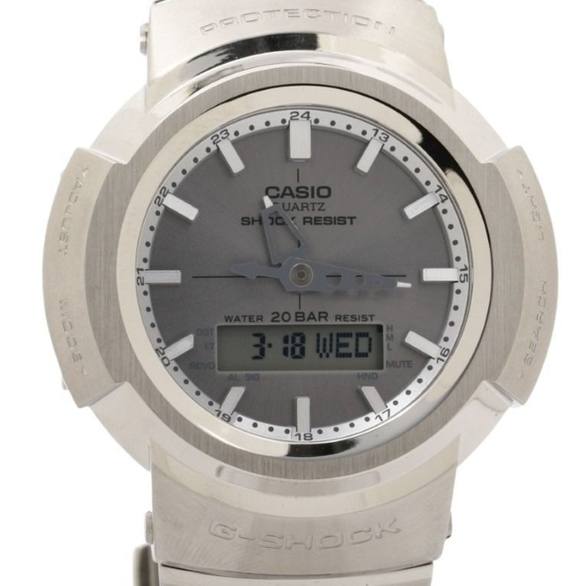 2000_f3f48ab1-d423-4679-92d1-a4743e31883e.jpg CASIO G-SHOCK FULL METAL AW-500 SERIES AWM-500D-1A8JF Gray Silver Stainless Steel Men's Watch - Image 1