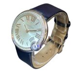 Cartier Ballon Bleu de watch, total weight 27.7g, stainless steel, genuine leather strap, diamonds, quartz movement, silver dial, W4BL0002 - Image 2