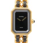 Chanel CHANEL PremiÃ¨re M Wristwatch, Gold Plated (GP), Leather Strap, Women's, Black, H0001
