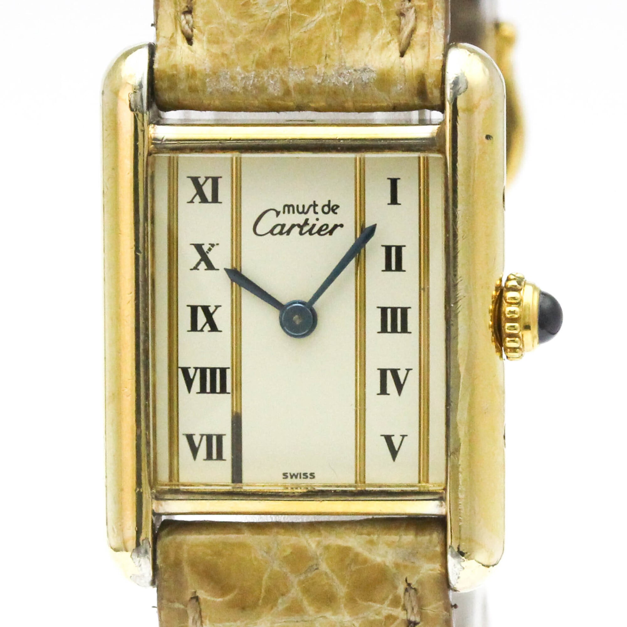 2000_f58e7d5c-4d2d-4344-b9e0-a403d8da136e.jpg CARTIER Must Tank Vermeil Gold Plated Quartz Ladies Watch 5057001 - Image 1