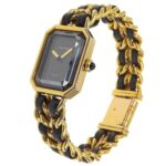 CHANEL Premiere L Watch, Gold-plated x Leather, Quartz, Analog Display, Black Dial, L, Women's - Image 2