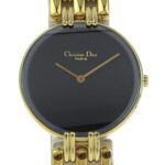 Christian Dior Bakira Watch D46-154-4 Gold Plated Quartz Analog Display Black Dial Women's I120224009