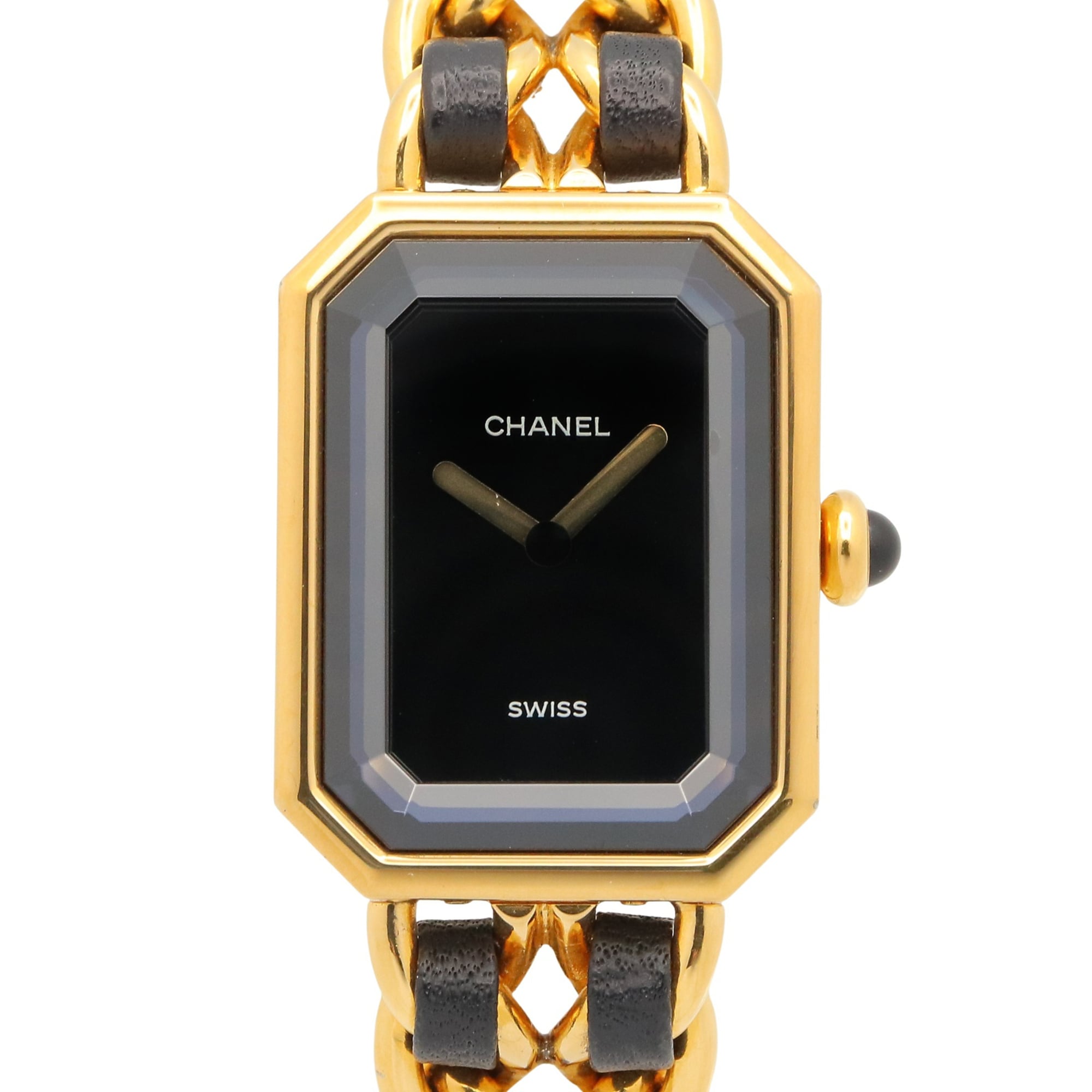 2000_fc6059e8-e023-4369-bf0a-18e354de09a1.jpg Chanel CHANEL Première M Watch, Gold Plated Leather, Women's, Black, H0001 - Image 1
