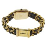 Chanel CHANEL Premiere L Watch Gold Plated x Leather Quartz Analog Display Black Dial Ladies - Image 5